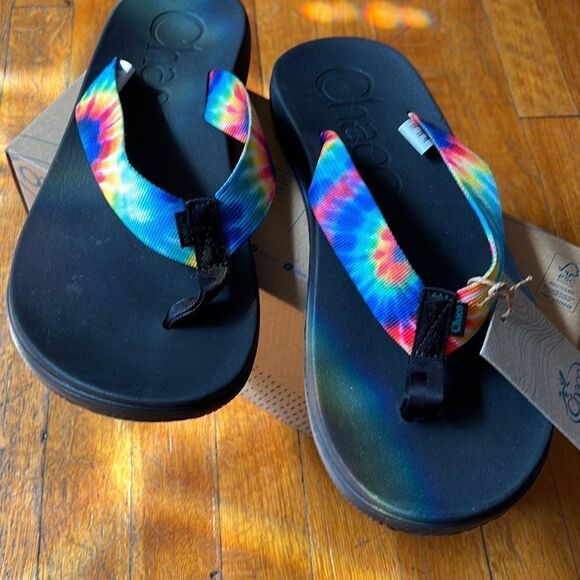 Chaco Men's Chillos Flip Flops - Dark Tie Dye New Size 11 - Picture 2 of 5